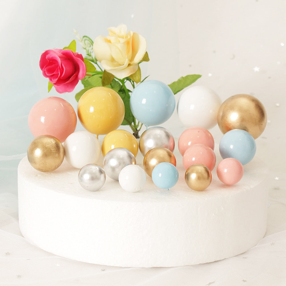 pcs Metal Ball Cake Topper Creative DIY Decor Wedding Birthday Party Decorations Gold Silver Blue Pink Cupcake 