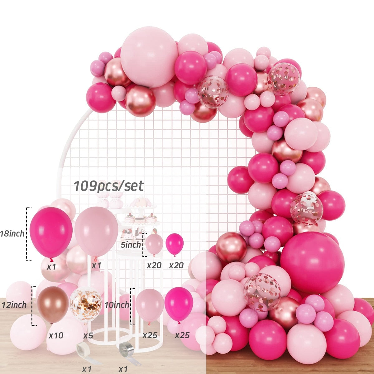 Pink Macaron Metal Balloon Garland Arch Wedding Supplies Birthday Party Decortions Kids Foil Baby Shower Inflatable Decorations