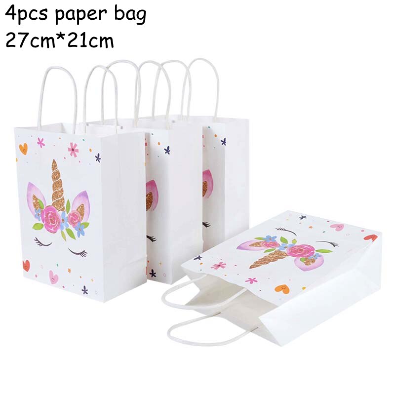 Unicorn Theme Party Paper Gift Bags Popcorn Cookie Candy Bag Box Kids Birthday Decoration Wedding Baby Shower Supplies 