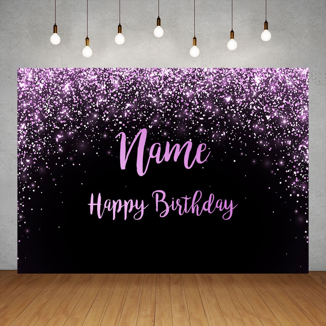 Birthday Black Golden Glitter Custom Name Photography Backgrounds Vinyl Backdrop Children Party Banner Anniversary Photocall 