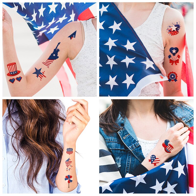 Independence Day Tattoo Stickers USA Festival Disposable Fake American National Party Decoration Supplies 