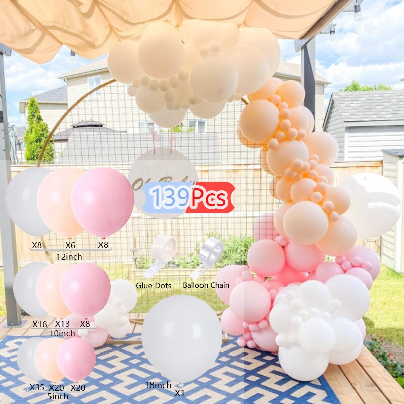 Balloons Arch Set White Orange Pink Balloon Garland Birthday Theme Party Wedding Baby Baptism Shower Kit Decoration Inflatable Decorations