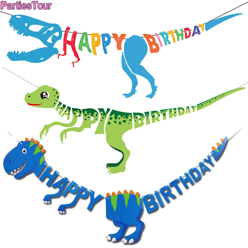 Dinosaur themed Banner meter Dino shape Jungle Safari Party Baby Shower Kids Boys Birthday Decoration 