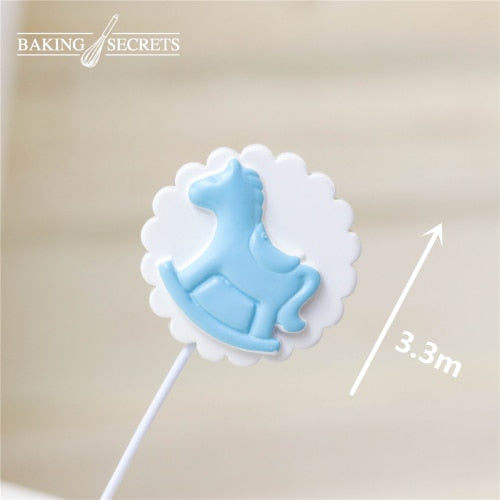 Gender Reveal Cake Decoration Blue Pink Baby Boy Girl Toppers Bottle Stroller Happy Birthday Cupcake Topper Baking 