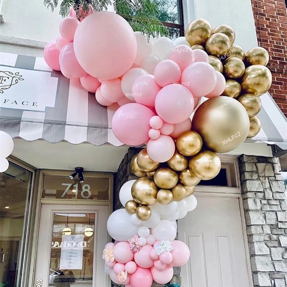 pcs Pink Gold White Balloon Garland Arch Kits Metallic Latex Balloons Wedding Baby Birthday Party Decoration Backdrop Globos Inflatable Decorations