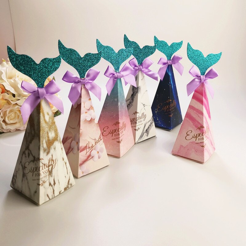 pcs Mermaid Party Gift Box Kraft Paper Bags Candy Cookie Packaging Wedding Birthday Decoration Baby Shower Supplies 