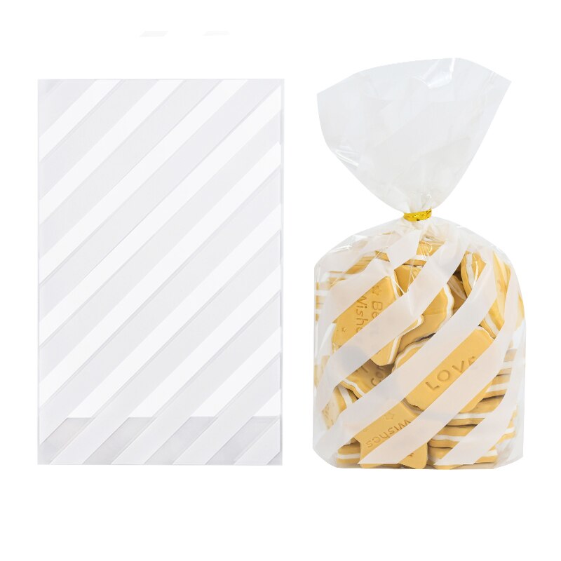 pcs Transparent Dots Stripe Candy Bag Packaging Opp Plastic Sweets Bags Wedding Festival Party Gift Package Decor Supplies 