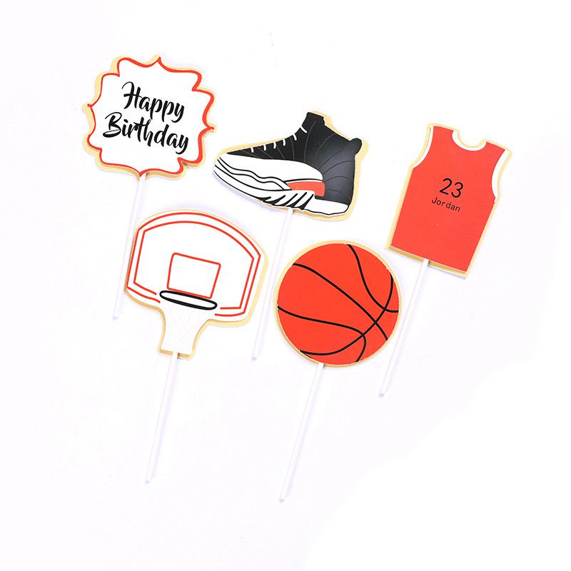 Soccer Football Basketball Cake Topper Happy Birthday Boy Decor Children Party Theme Supply 