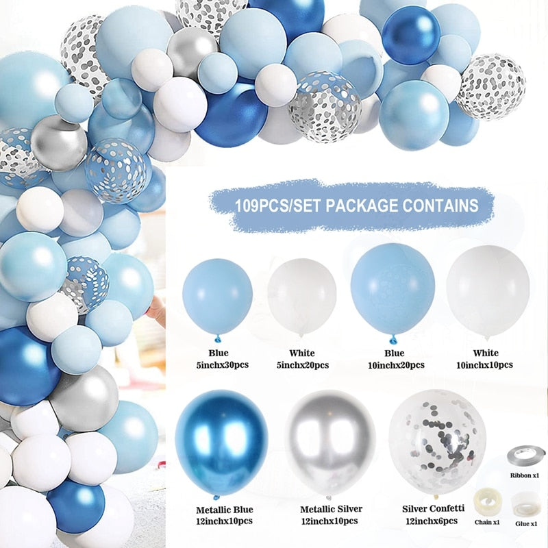 Blue Macaron Balloon Garland Arch Kit Birthday Party Decor Foil Latex Ballon Wedding Baby Shower Kids Baloon Inflatable Decorations