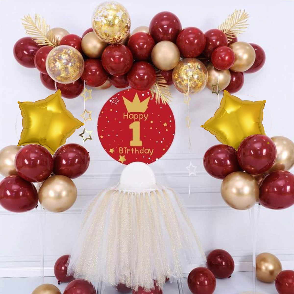 pcs Red Balloon Arch Kit Garland Stand Wedding Decoration Gold Globos st Year Happy Birthday Party Baby Shower Decor Inflatable Decorations