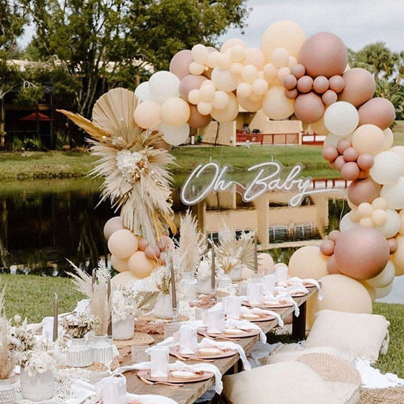 pcs Rose Apricot Arche Balloons Set Wedding Suppliers Garland Chrome Latex Balloon Decor Mariage Birthday Party Needs Inflatable Decorations