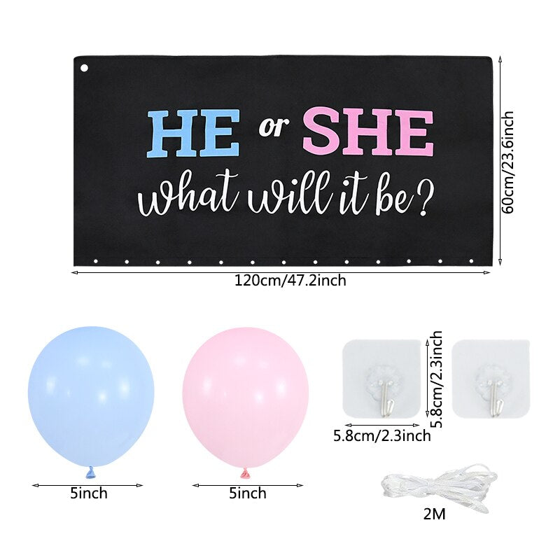 Gender Reveal Balloon Bag will Drop Baby Shower Reavel Party Backdrop Decoration Props 