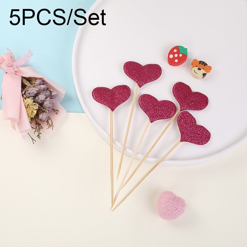 Pieces/Lot Lovely Heart Cake Topper Top Cupcake Toppers Flag Birthday Party Wedding Decoration Decor 