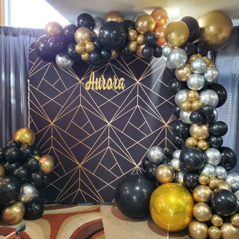 Balloon Arch Set Black Gold Pink Sequins Balloons Garland Aldult Baby Baptism Shower Birthday Decoration Party Inflatable Decorations