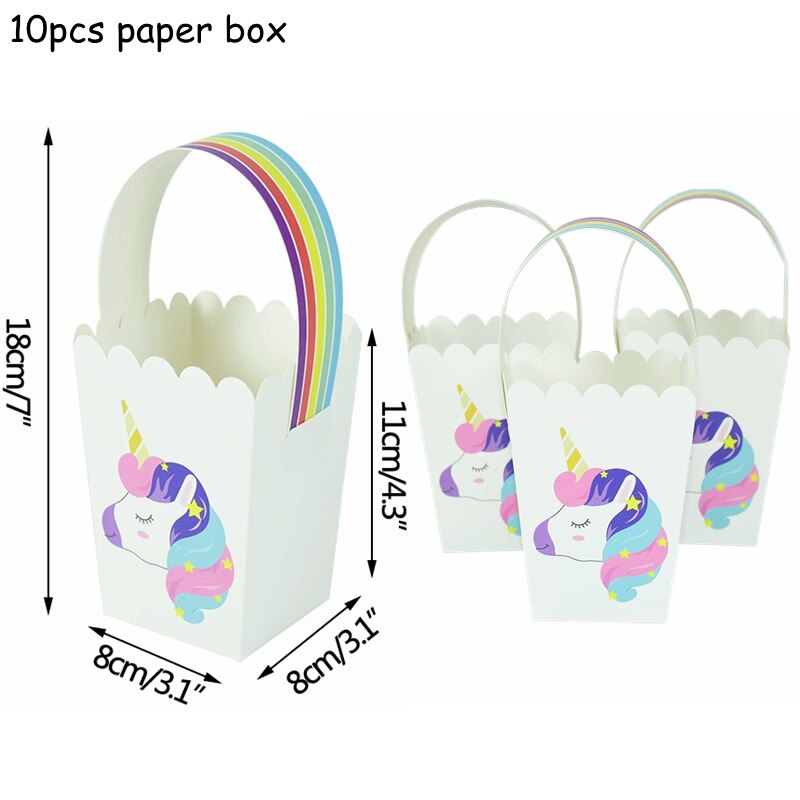 Unicorn Theme Party Paper Gift Bags Popcorn Cookie Candy Bag Box Kids Birthday Decoration Wedding Baby Shower Supplies 