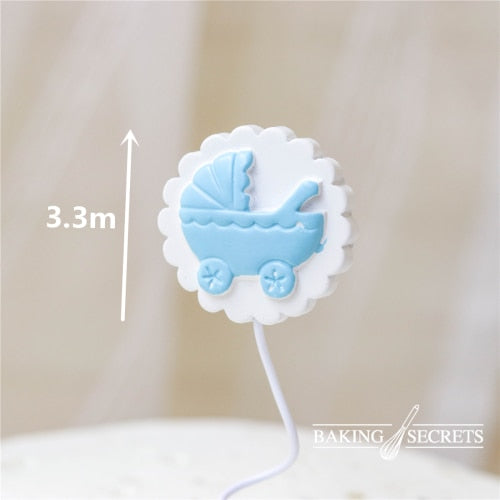 Gender Reveal Cake Decoration Blue Pink Baby Boy Girl Toppers Bottle Stroller Happy Birthday Cupcake Topper Baking 