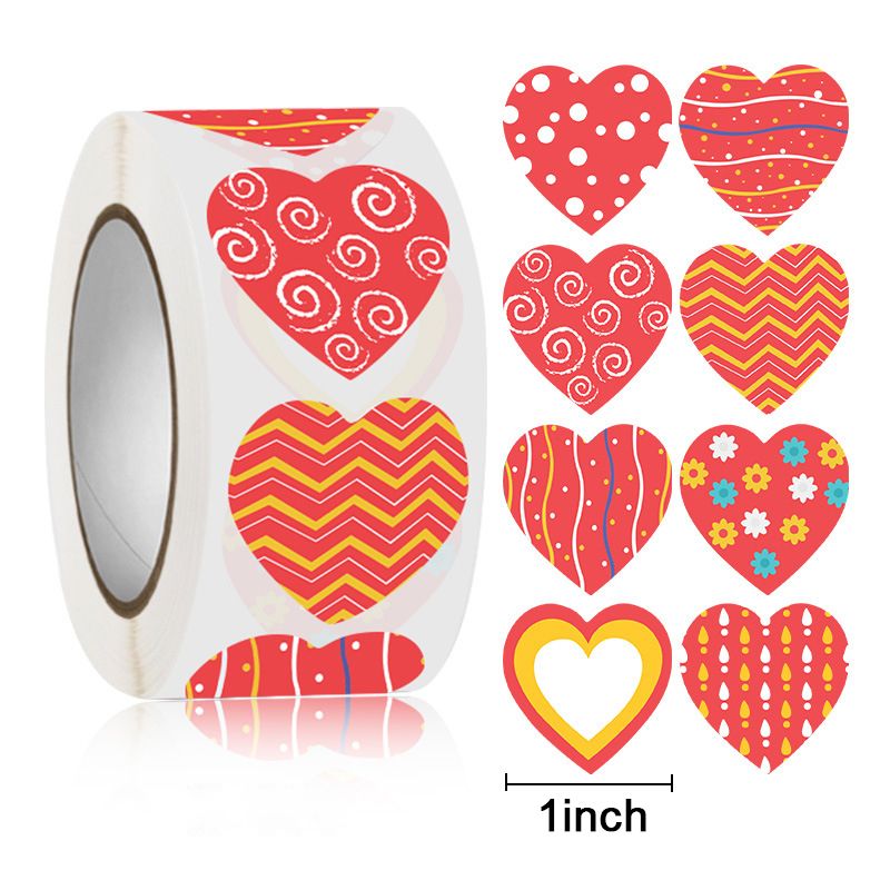 pcs Colorful Heart Paper Stickers Self-adhesive Sealing Wedding Party Valentine's Gifts Bag Packaging Supplies 