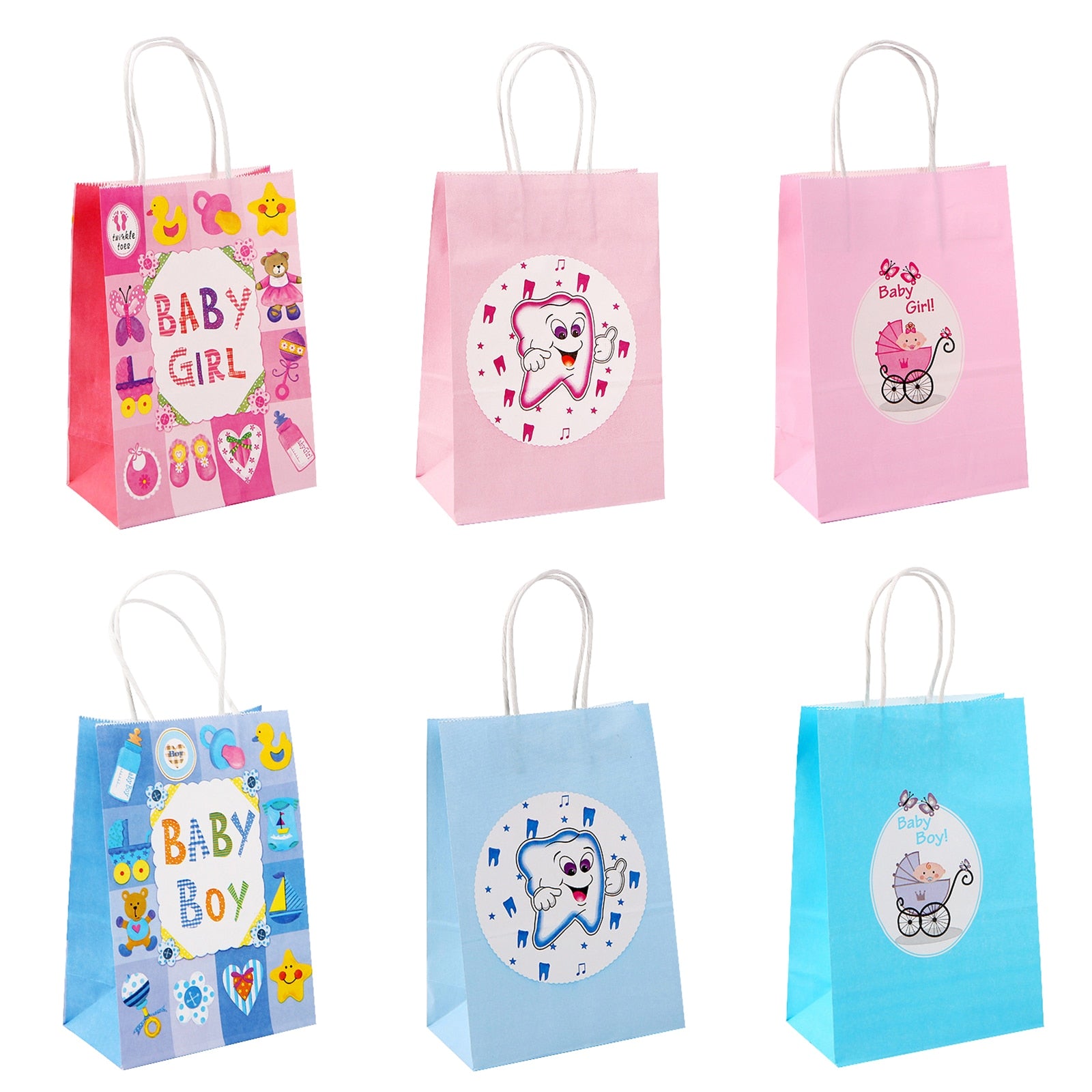 pcs Baby Shower Gifts Bag Pink Blue Handheld Paper Bags Candy Packaging Boy Girl Birthday Anniversary Party Supplies 