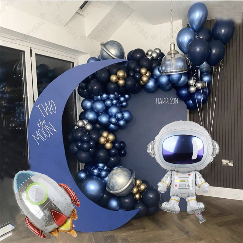 pcs Universe Outer Space Astronaut Rocket Galaxy Theme Latex Foil Balloons Garland Arch Kit Boy Birthday Party Decors Globos Inflatable Decorations