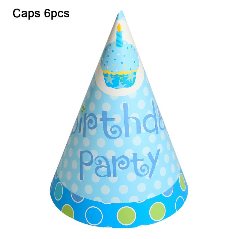 Birthday Party Disposable Tableware Kit Blue Paper Plate Napkin Cups Boy Anniversary Decoration Baby Shower Gifts 