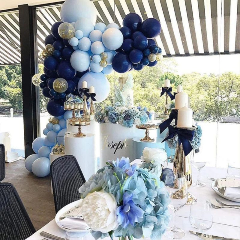 pcs Macaron Blue Balloons Garland Arch Kit Chrome Gold Globos Wedding Birthday Party Festive Decor Baby Shower Gender Reveal Inflatable Decorations