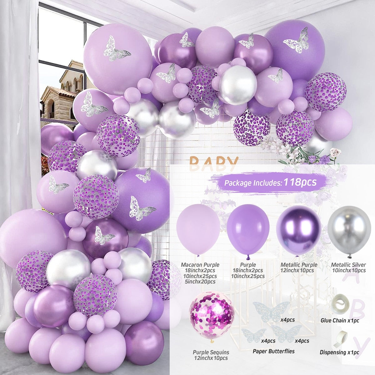 Birthday Purple Balloon Garland Arch Kit Party Decoration Baby Shower Wedding Baloon Decor st Supplies Inflatable Decorations