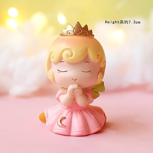 Prince Princess Cake Decoration Happy Birthday Boy Girl Topper Resin Star Moon Child Like Decorate Party Gift 