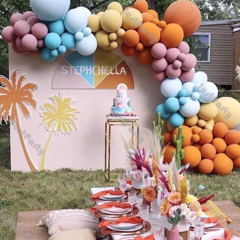 pcs Matte Orange Balloon Garland Kit Wedding Decoration Dusty Pink Yellow Blue Arch Hawai Party Baby Shower Decor Inflatable Decorations