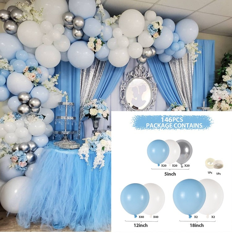 Blue Macaron Balloon Garland Arch Kit Birthday Party Decor Foil Latex Ballon Wedding Baby Shower Kids Baloon Inflatable Decorations