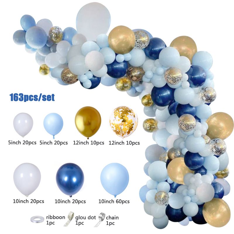 pcs Macaron Blue Balloons Garland Arch Kit Chrome Gold Globos Wedding Birthday Party Festive Decor Baby Shower Gender Reveal Inflatable Decorations