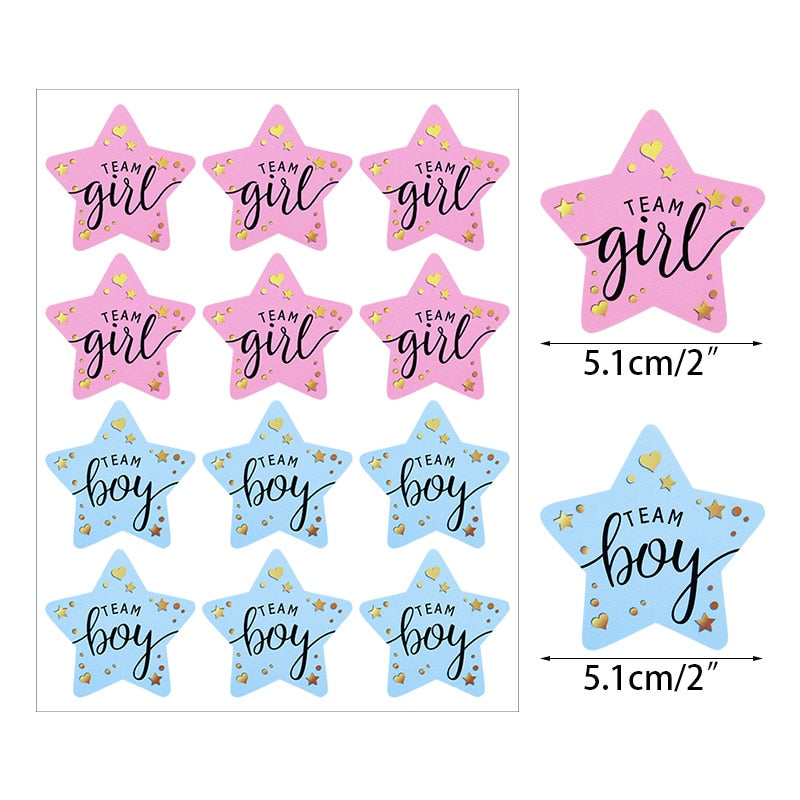 pcs Team Boy Girl Stickers Vote Sticker Gender Reveal Party Decoration Baby Shower Packaging Seal Labels 