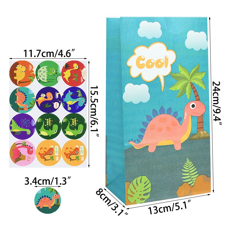 pcs Cute Dinosaur Packaging Bags Kids Birthday Party Gift Bag Paper Candy Favor Boxes Sticker Dino Decor 