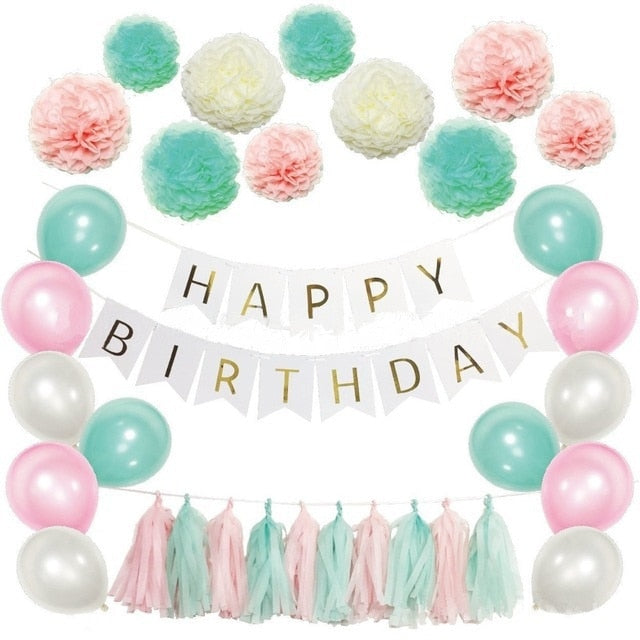 Inch Latex Balloons Party Decoration Fish Tail Banner Tassel Paper Pompom Set Birthday Baby Shower Supplies 