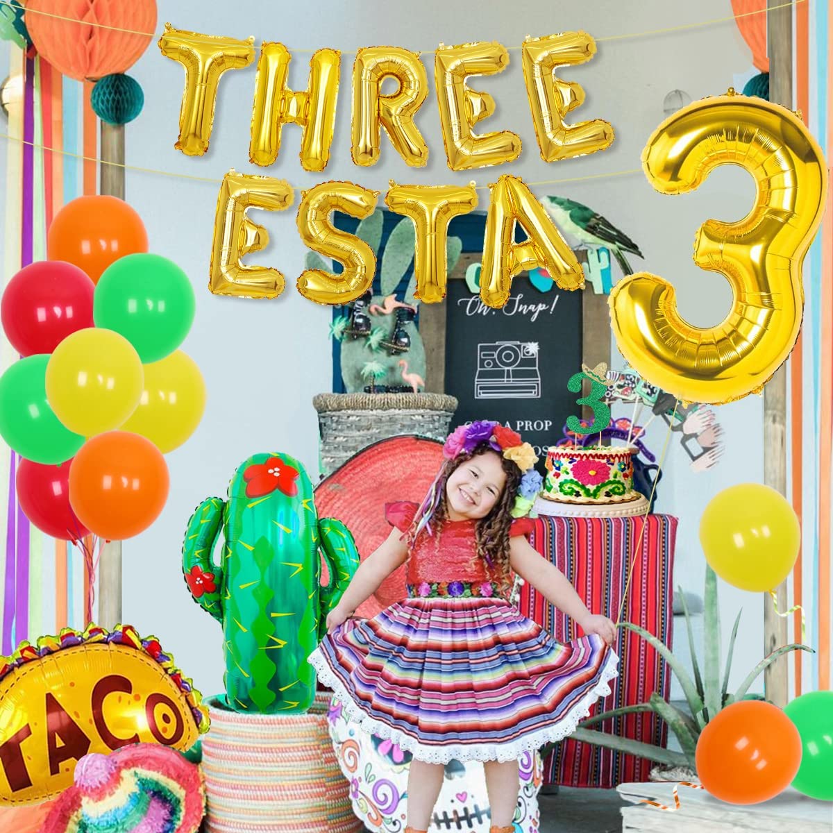 Mexican Themed Party Decorations Golden Balloon Set Happy Birthday Banner Cake Topper th Supplies 