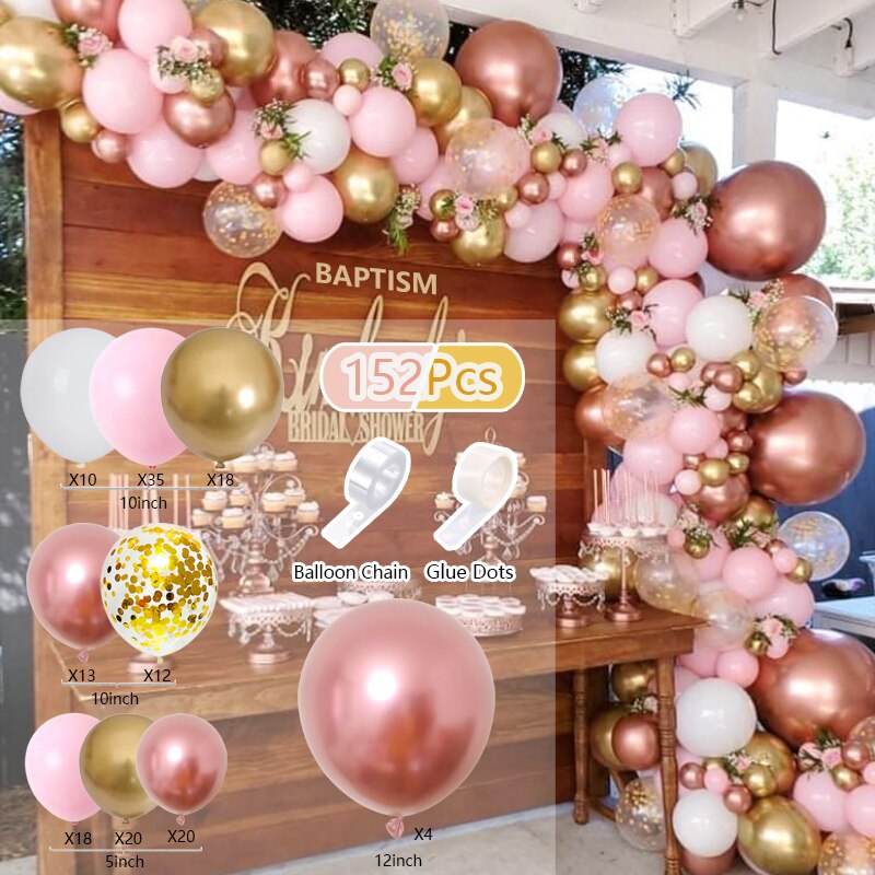 Pcs Balloon Arch Set White Pink Red Sequins Birthday Balloons Kit Garland Baby Baptism Shower Party Decoration Inflatable Decorations