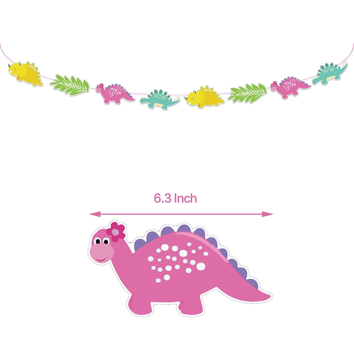 Pink Dinosaur Theme Party Decoration Latex Balloon Set Letter Banner Cake Cupcake Topper Kids Birthday Supplies 