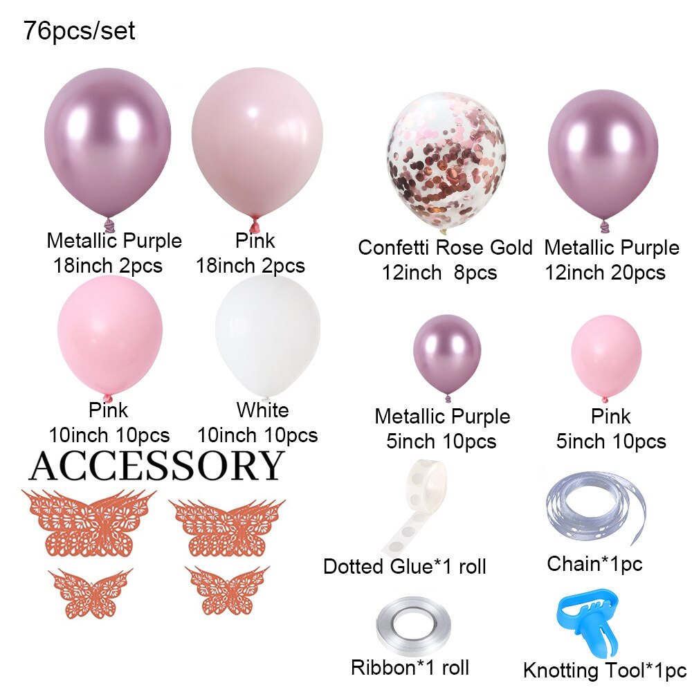 pcs Glitter Pink Balloons Garland Arch Kit Metal Rose Gold Confetti Ballon Wedding Decoration Birthday Party Baby Shower Globe Inflatable Decorations