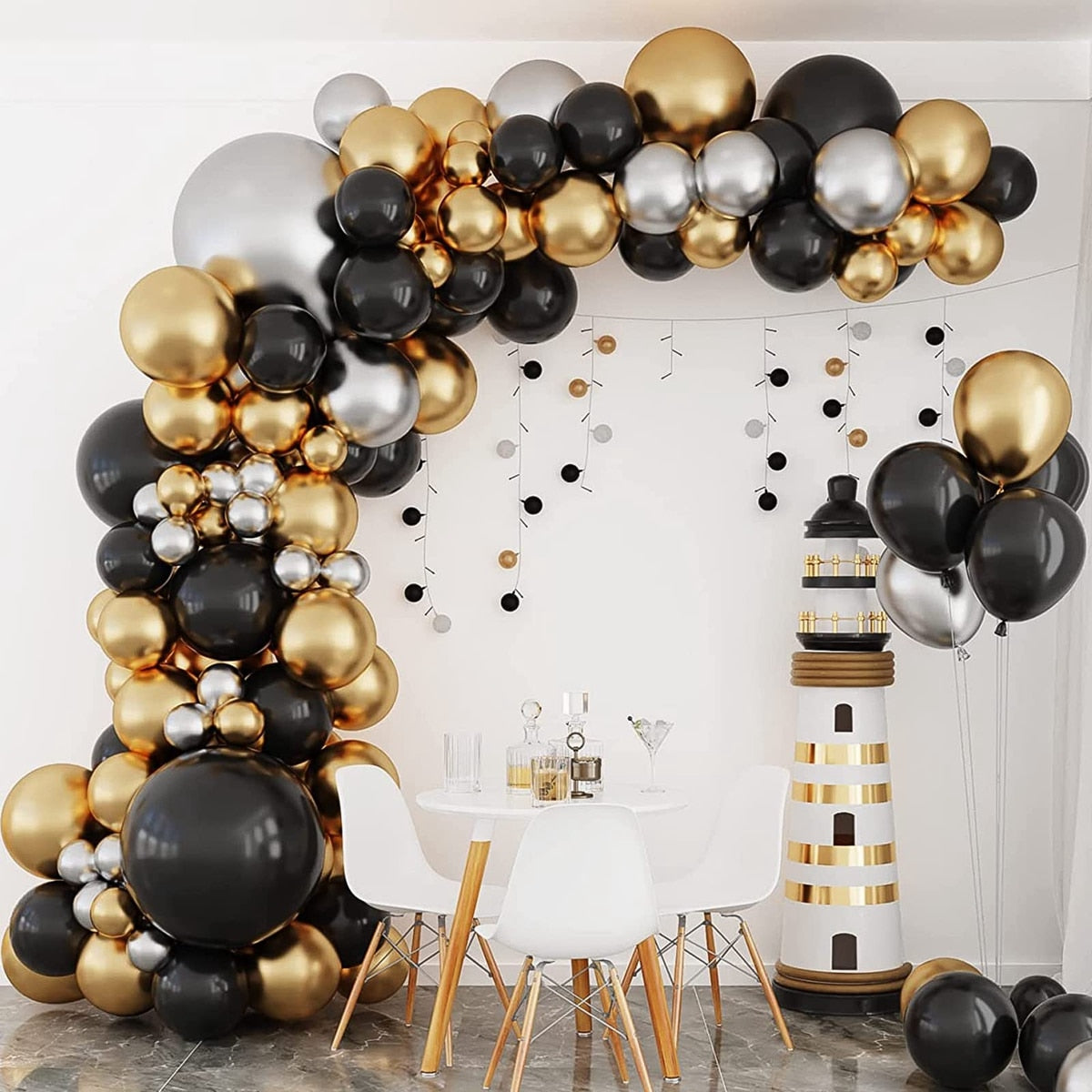 Black Gold Balloon Garland Arch Happy Birthday Party Decoration Kids Graduation Latex Baloon Wedding Decor Inflatable Decorations