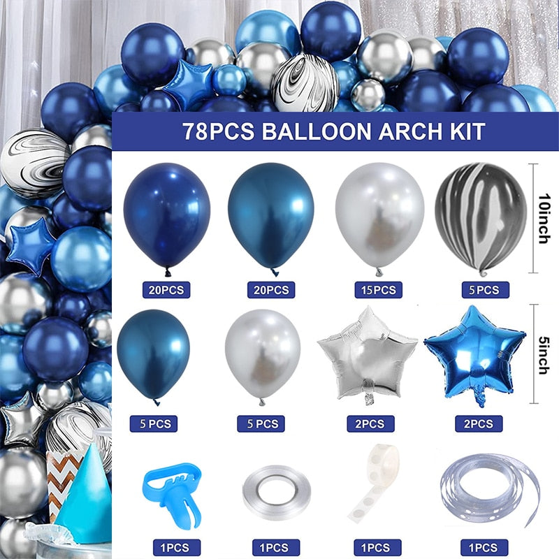 pcs Metallic Navy Blue Latex Balloon Garland Arch Kit Silver Star Foil Ballons Wedding Birthday Baby Shower Party Decor Inflatable Decorations