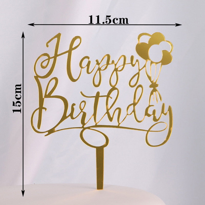 Happy Birthday Cake Topper Acrylic Letter Toppers Party Supplies Black Decorations Boy Designs 