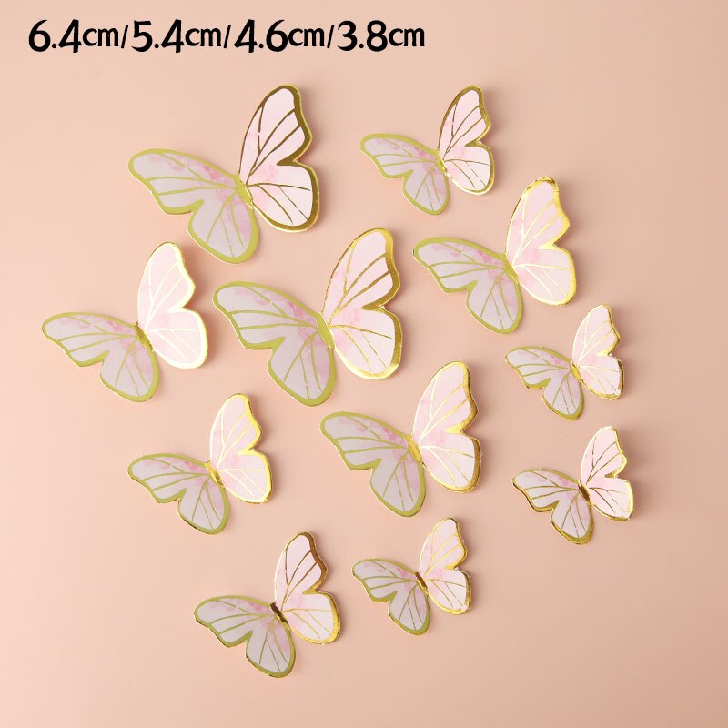 Happy Birthday Butterfly Theme Cake ToppersHandmade Painted Wedding Party Decoration Baking Supplies Gift 