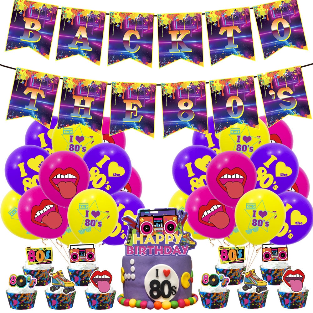 Back 's Themed Party Decoration Balloons Set Letter Banner Cake Topper Birthday Theme Supplies 