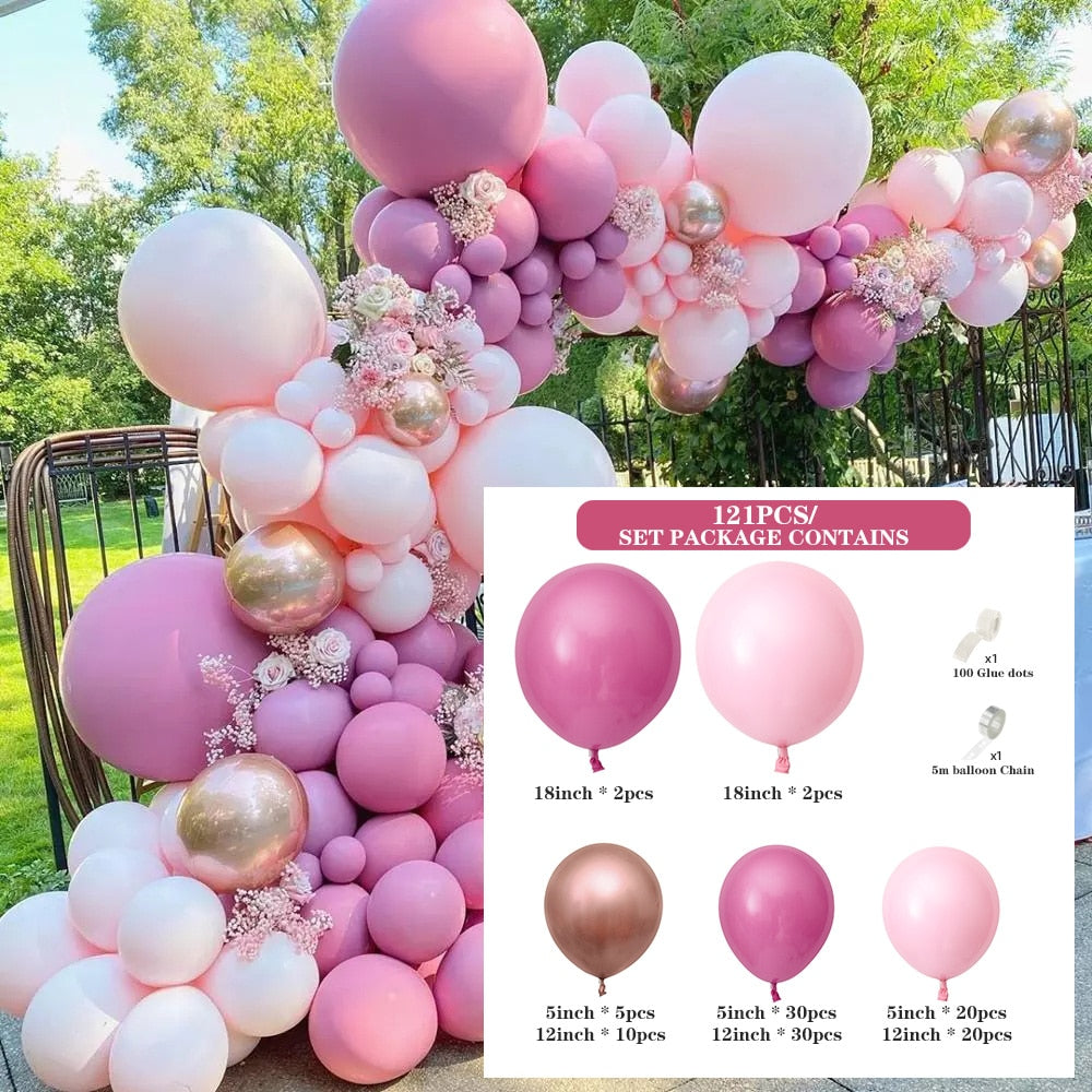 pcs Pink Macaron Metal Balloon Set Butterfly Balloons Garland Arche Birthday Party Decoration Wedding Decor Baby Shower 