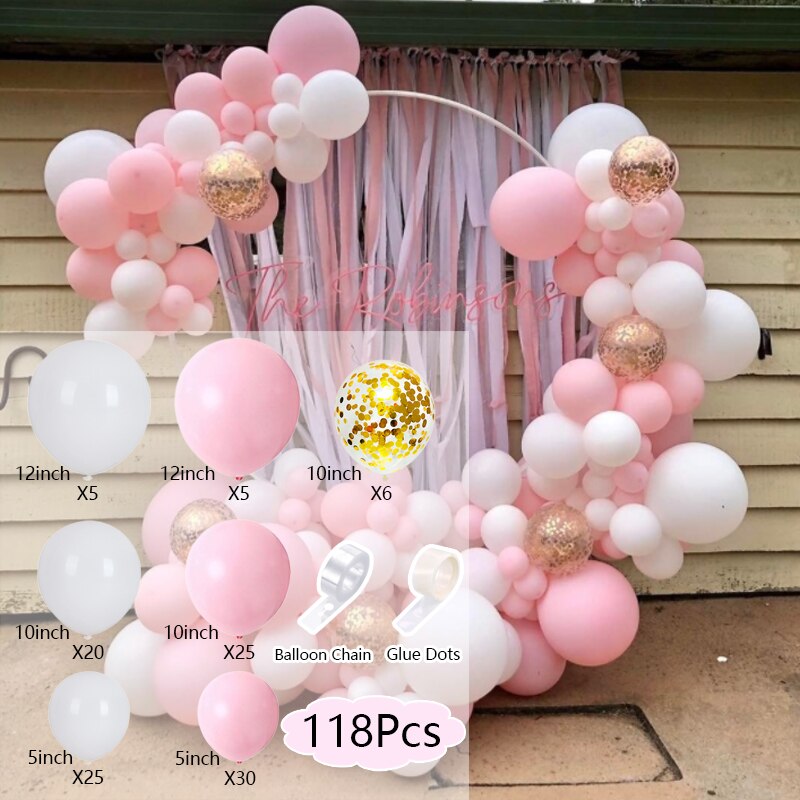 Macaron Balloons Arch Set Pink White Sequins Balloon Garland Baby Baptism Shower Wedding Birthday Party Decoration Inflatable Decorations