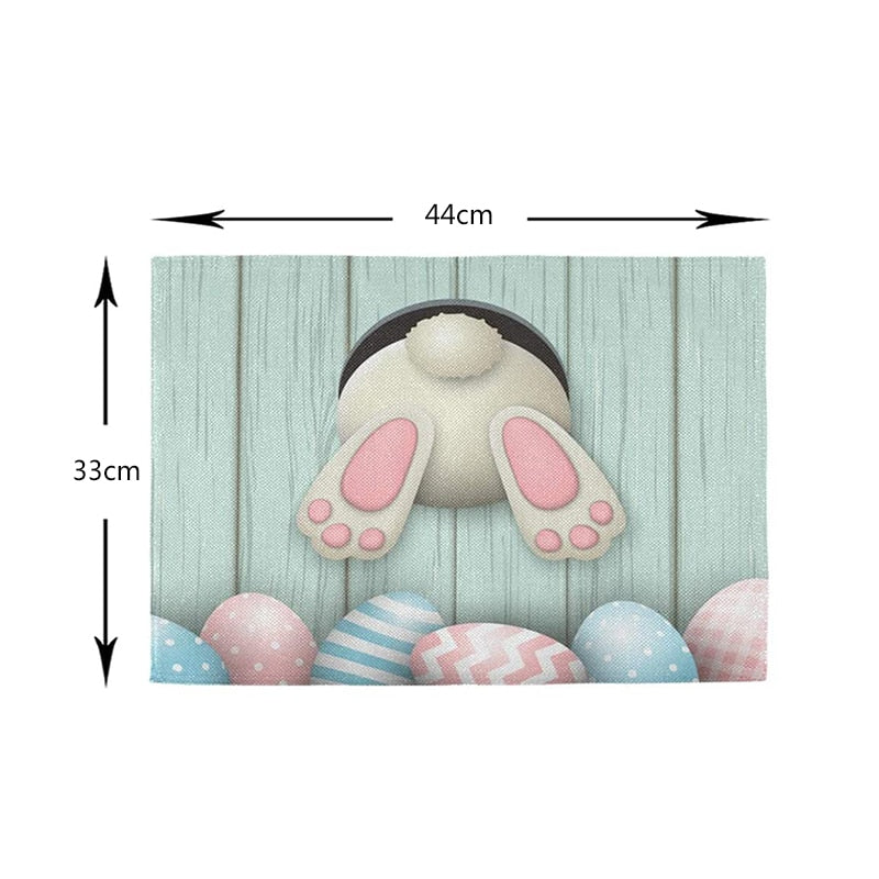 pc Easter Eggs Bunny Printed Table Runner Tablecloth Happy Party Decoration Home Rabbit Flag Deco 