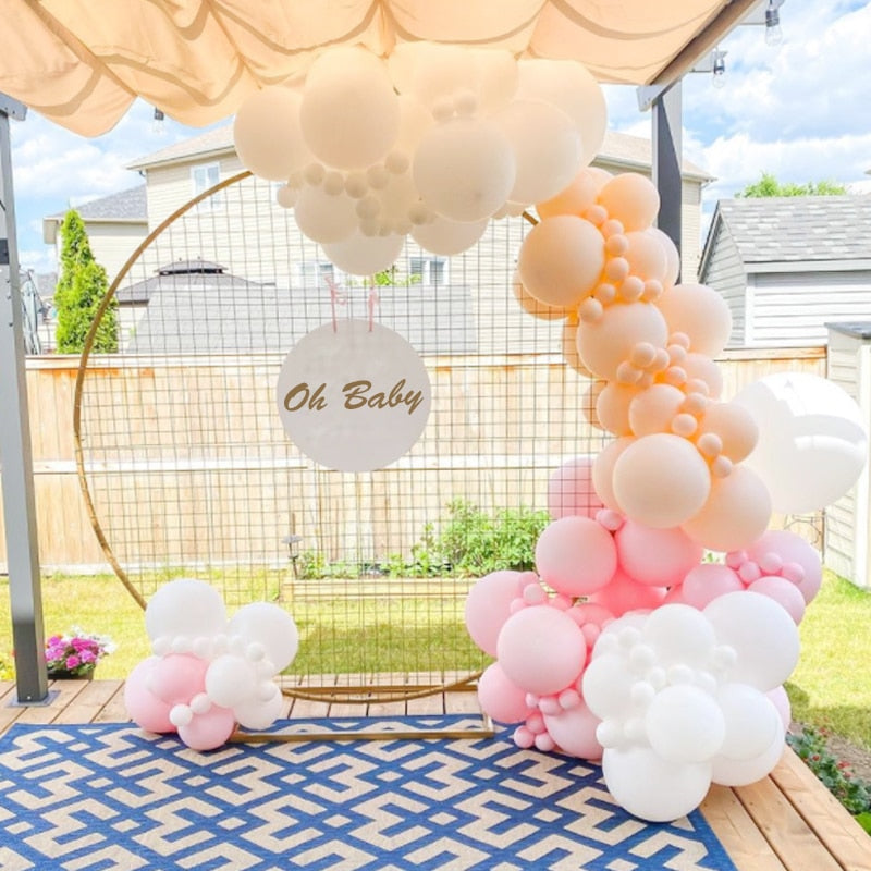 Balloons Arch Set White Orange Pink Balloon Garland Birthday Theme Party Wedding Baby Baptism Shower Kit Decoration Inflatable Decorations