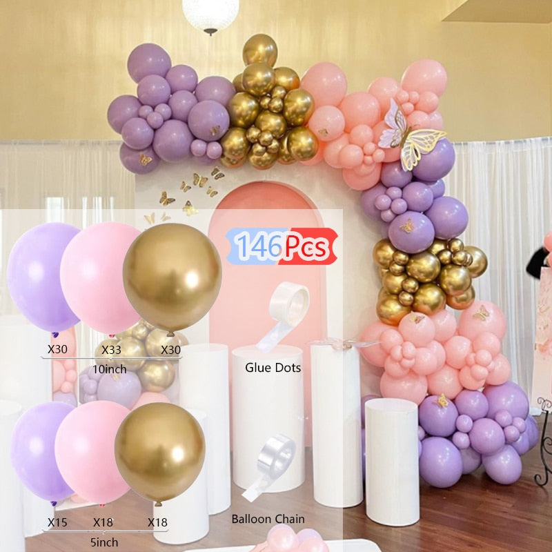 Balloon Arch Set Pink Blue White Confetti Garland Wedding Baby Baptism Shower Birthday Party Balloons Decoration Inflatable Decorations