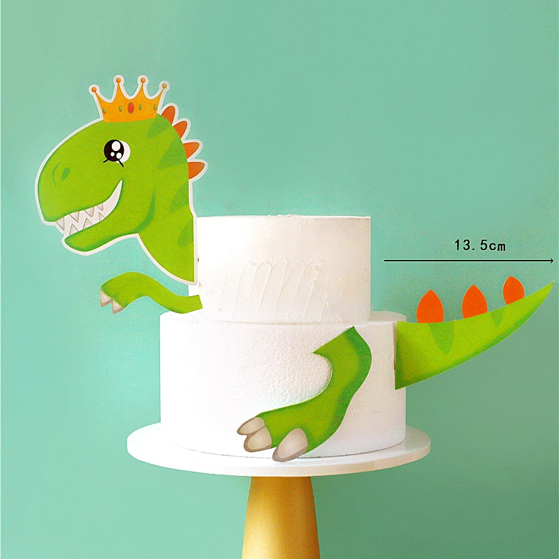 Dinosaur Theme Cake Topper Lovely Cartoon Zoo Dino Jungle Decoration Soft pottery Baby Shower Birthday Party Supplies 