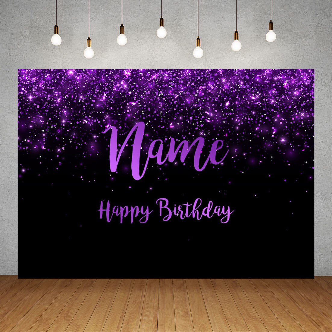 Birthday Black Golden Glitter Custom Name Photography Backgrounds Vinyl Backdrop Children Party Banner Anniversary Photocall 