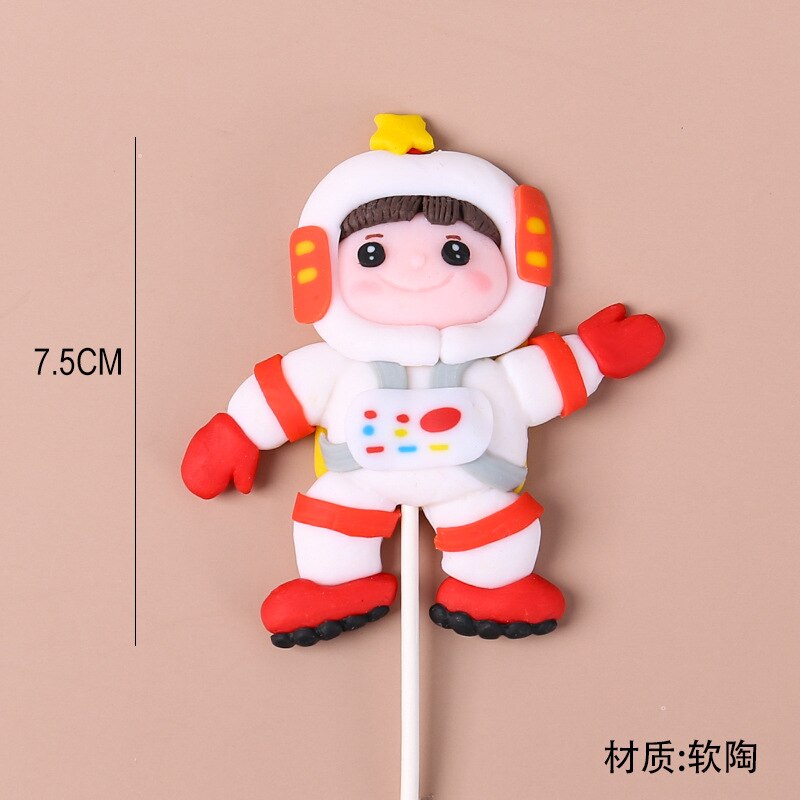 Universe Stars Rocket Astronaut Moon Happy Birthday Letter Decoration Cake Topper Dessert Children's Day Lovely Gifts 